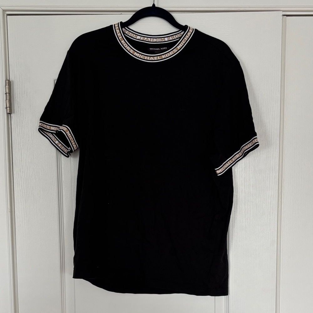 NWT Michael Kors Black Tee with Logo Trim- Size XL